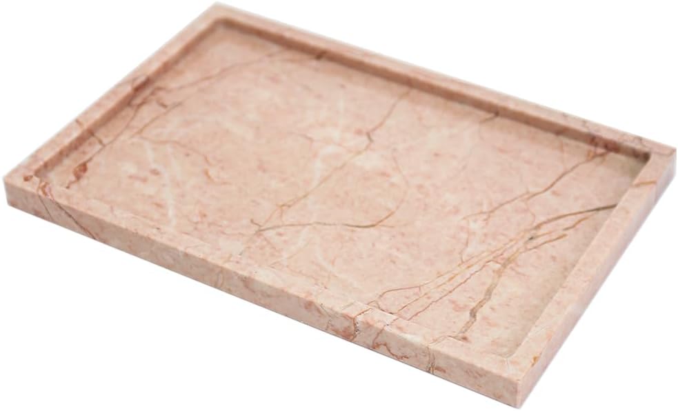 Real Luxurious Natural Marble Vanity Tray Genuine Marble/Stone Storage Tray for Home Decor Bathroom/Kitchen/Vanity/Dresser Non-Resin/Non-Ceramic