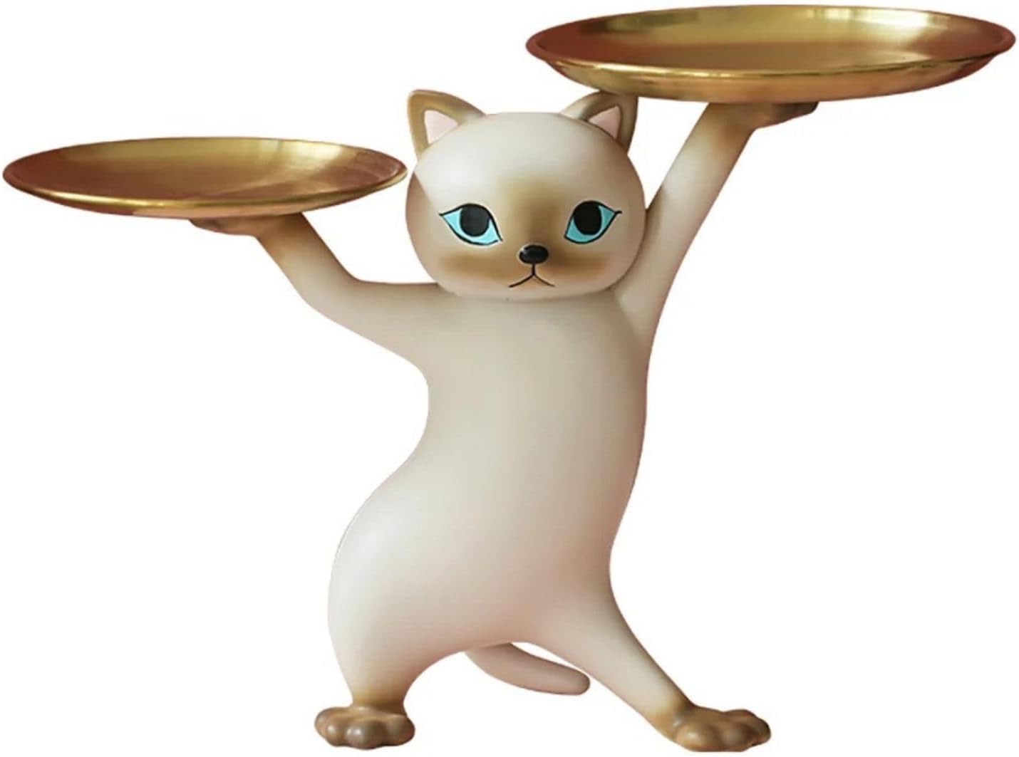 homary Modern Resin Dog Sculpture Geometric Standing Statue Cute End Side Table with Metal Storage Tray Tissue Box (White)