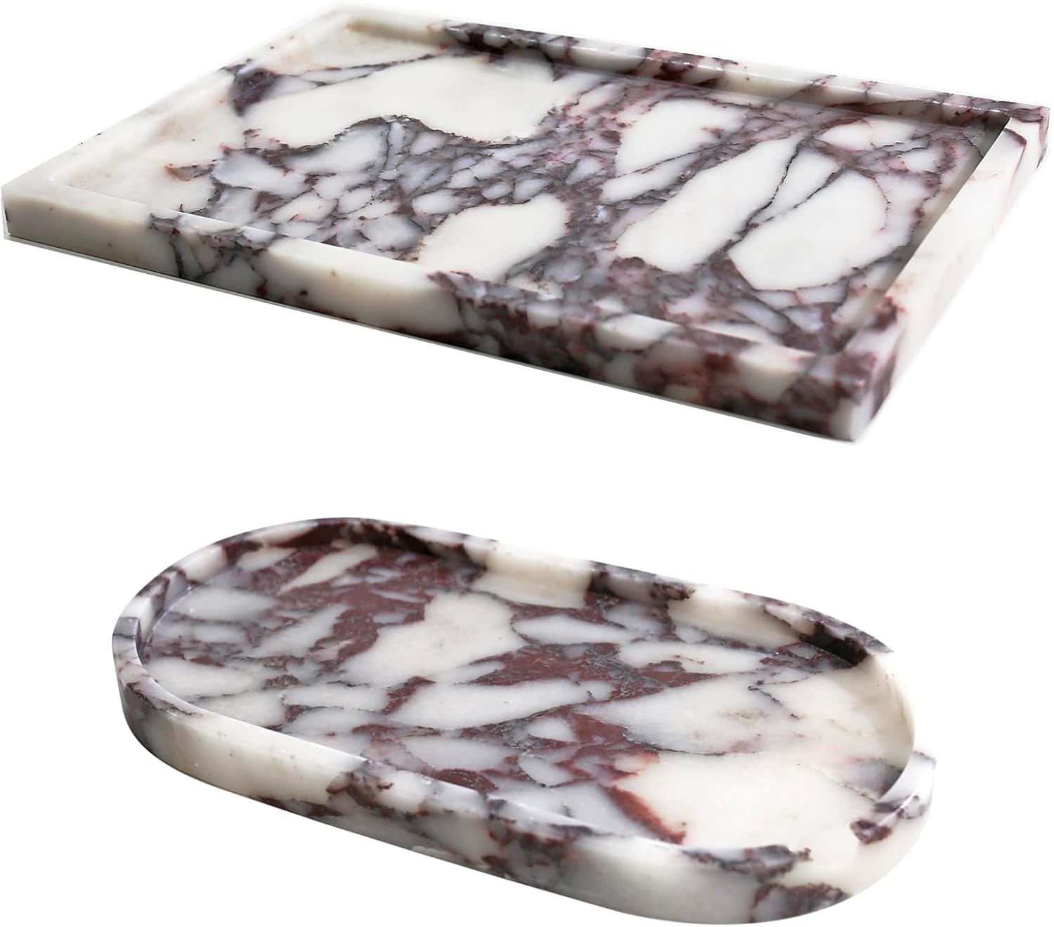 Real Luxurious Natural Marble Vanity Tray Genuine Marble/Stone Storage Tray for Home Decor Bathroom/Kitchen/Vanity/Dresser Non-Resin/Non-Ceramic