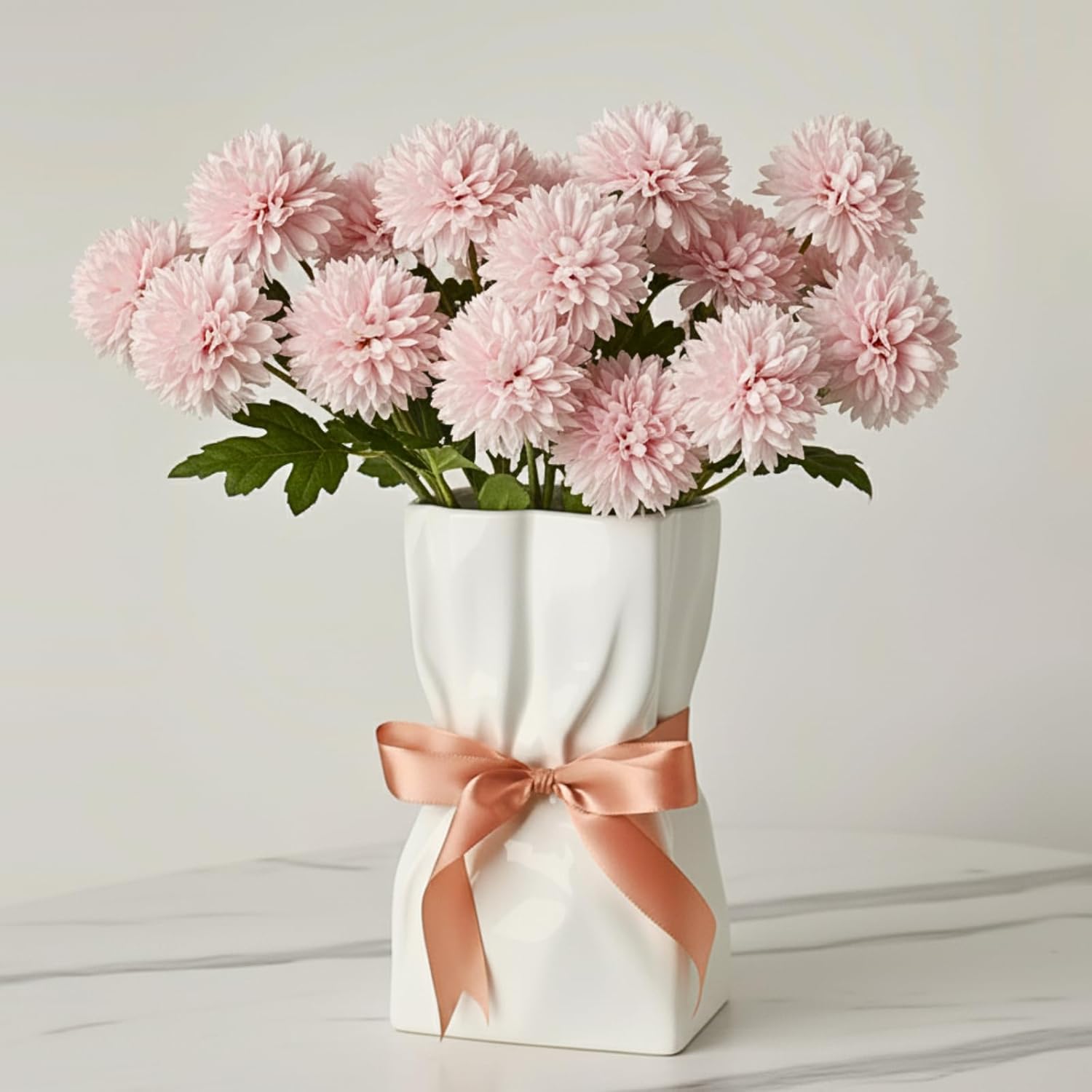 White Rustic Large Round Vase for Table Centerpieces 11 inches, Arina Vase, Earthy Stone Look, Textured, Modern Homes Farmhouse Centerpiece Decor