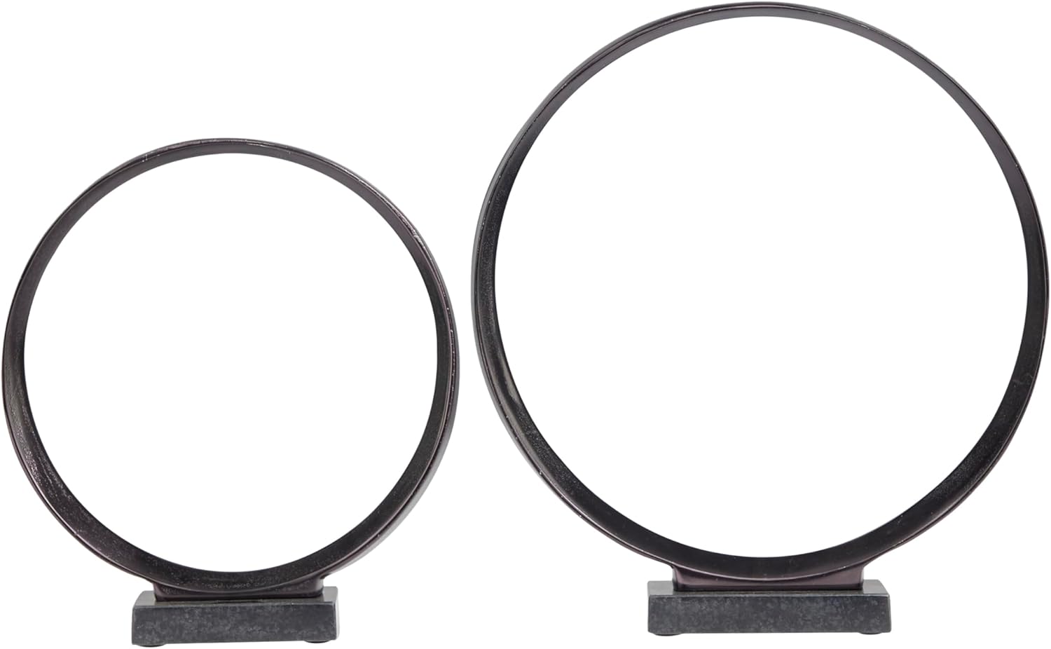 Deco 79 Aluminum Metal Geometric Decorative Sculpture Home Decor Statues with Marble Base, Set of 2 Accent Figurines 17", 14"H, Dark Gray