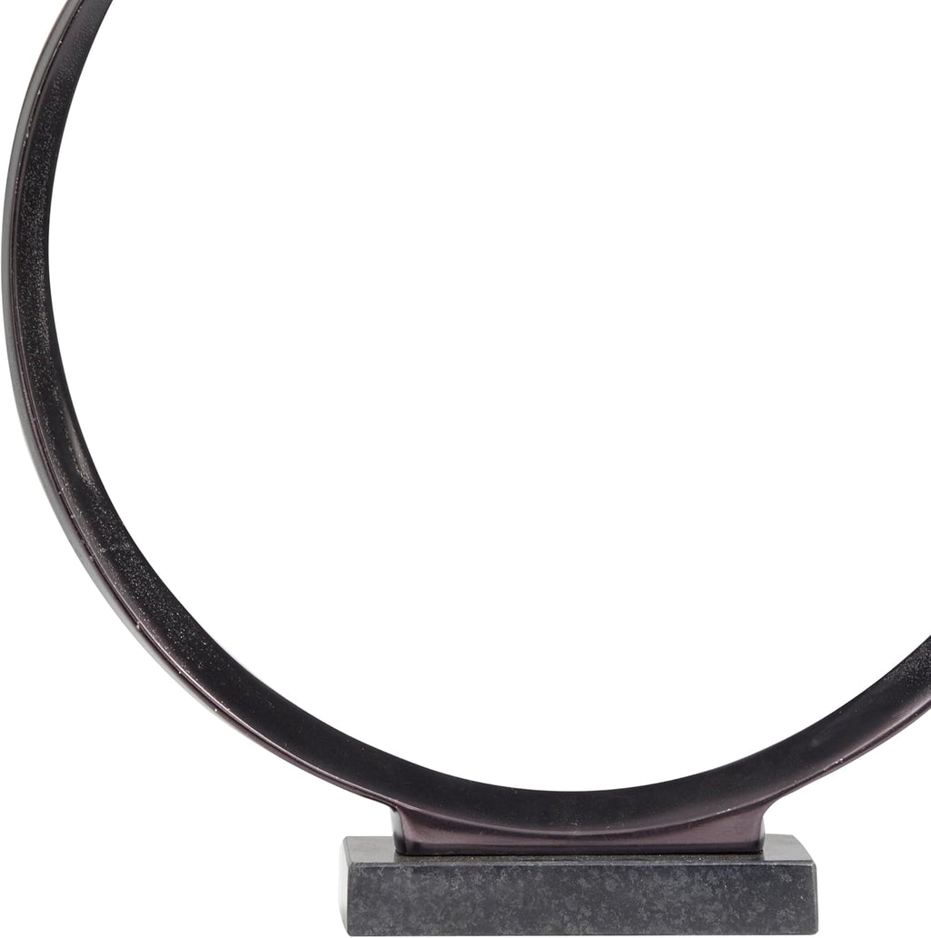 Deco 79 Aluminum Metal Geometric Decorative Sculpture Home Decor Statues with Marble Base, Set of 2 Accent Figurines 17", 14"H, Dark Gray