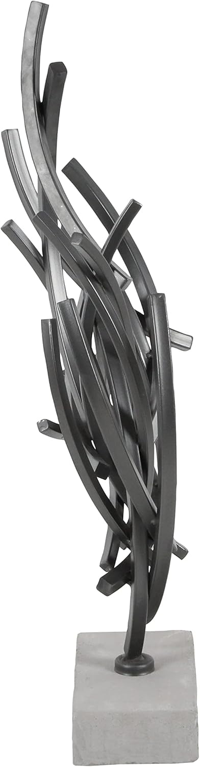 Deco 79 Metal Abstract Decorative Sculpture Home Decor Statue with Marble Base, Accent Figurine 17" x 7" x 24", Gray