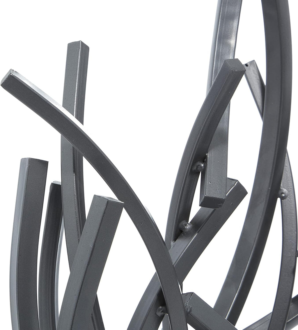 Deco 79 Metal Abstract Decorative Sculpture Home Decor Statue with Marble Base, Accent Figurine 17" x 7" x 24", Gray