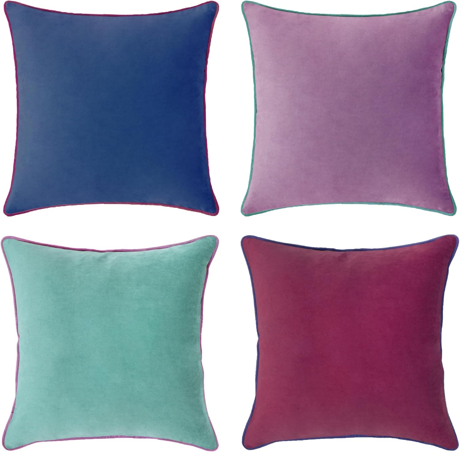 MONDAY MOOSE Decorative Throw Pillow Covers Cushion Cases, Set of 4 Soft Velvet Modern Double-Sided Designs, Mix and Match for Home Decor, Pillow Inserts Not Included (18x18 inch, Brown/Beige)