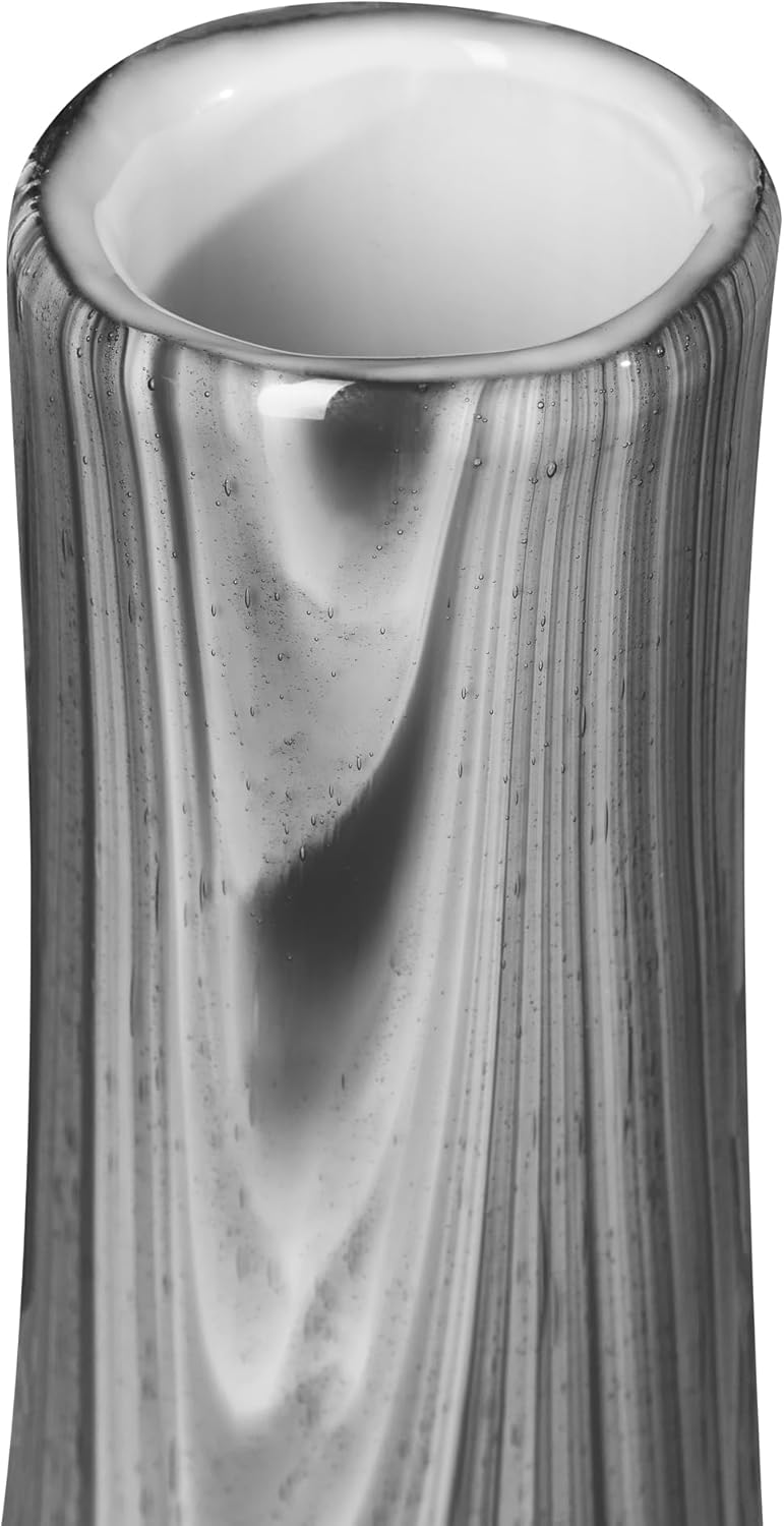 Torre & Tagus Odessa Marble Pattern Blown Glass Vase - 12" Black and White Abstract Vase for Flowers, Modern Flower Vase for Home Decor, Table Centerpieces for Living Room, Entryway (6 x 12 Inch Vase)
