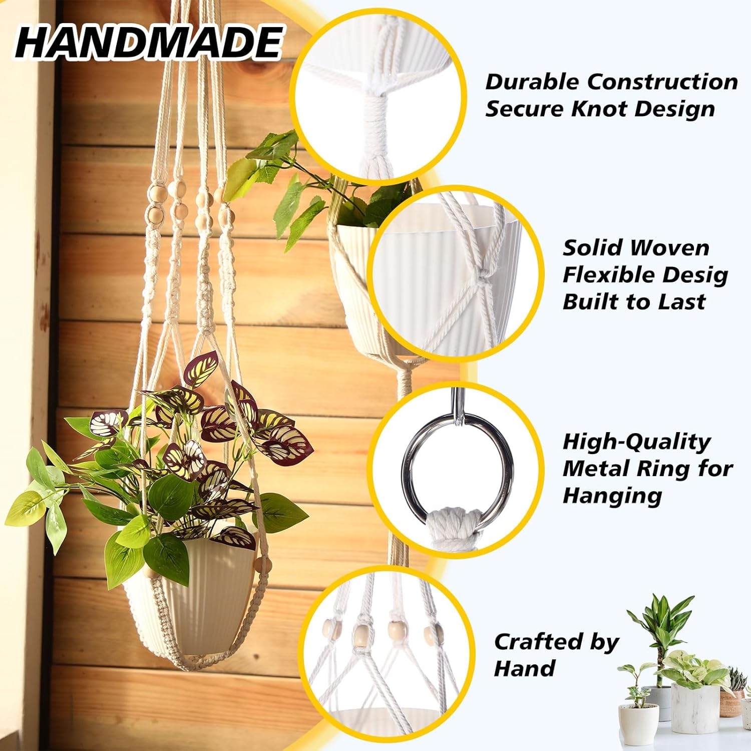 SATINIOR 12 Pcs Macrame Plant Hangers Handmade Boho Hanging Planters 12 Different Tiered Designs with 12 Hooks for Flower Pots Indoor Outdoor Decorative Wall Hanging Baskets for Home(Delicate Style)