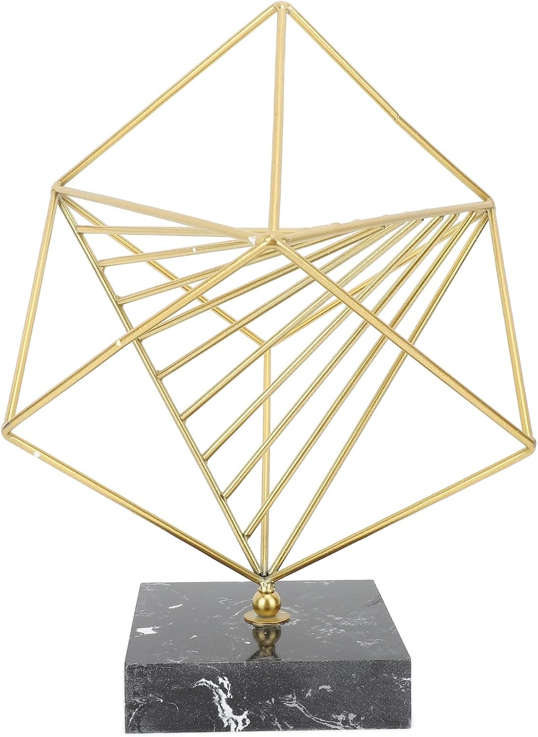 XHTLLO Metal Geometric Sculpture Abstract Decorative Ornament Modern Art Statue for Office Study Room, Iron and Marble Tabletop Decor
