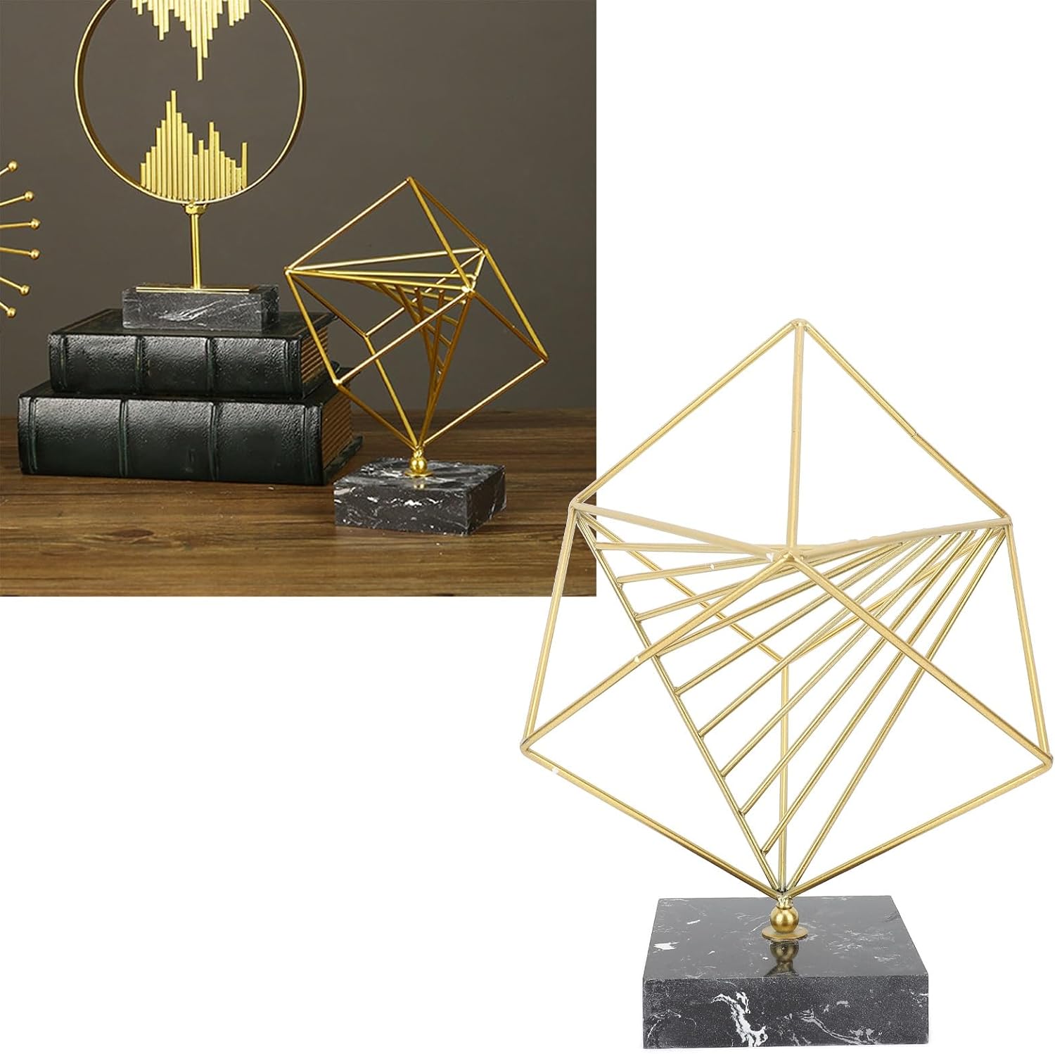 Vomeko Metal Geometric Sculpture,Metal Geometric Abstract Sculpture,Abstract Decorative Ornament,for Living Room,Study,Bedroom,Office,Modern Home Decor Accents