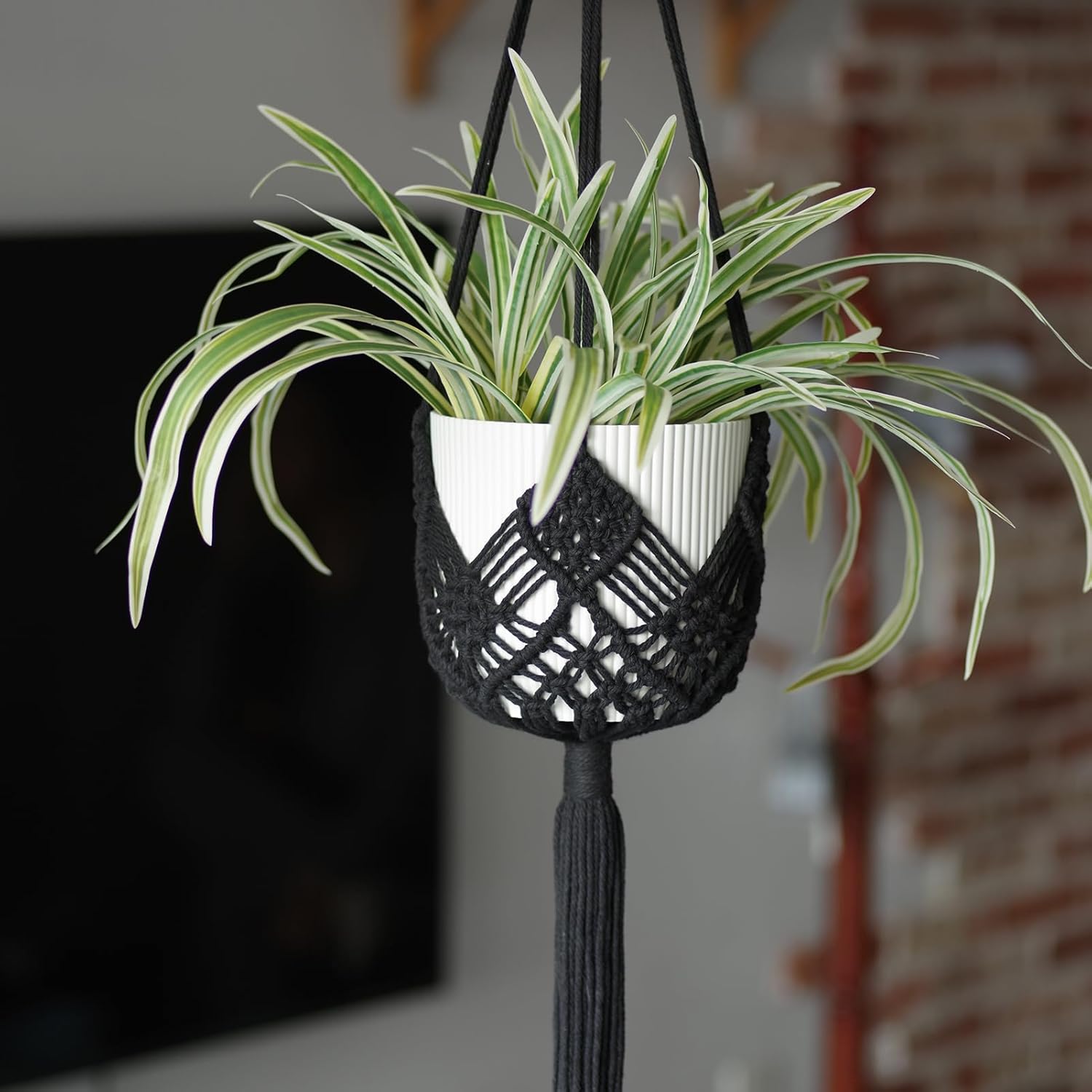 Hanging Planter with Patterns,4Packs Macrame Plant Hangers Indoor Macrame for up to 8 inch Pot Crochet Boho Plant Hanger Holder for Indoor Outdoor with 4S Shaped Stainless Steel Hooks (4colors)