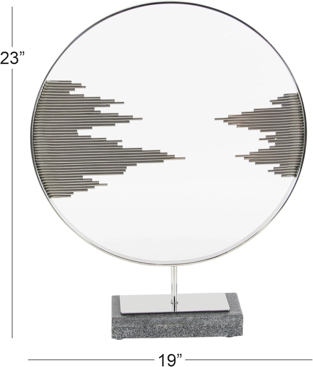 Deco 79 Stainless Steel Metal Geometric Decorative Sculpture Home Decor Statue with Stand, Accent Figurine 19" x 4" x 23", Black