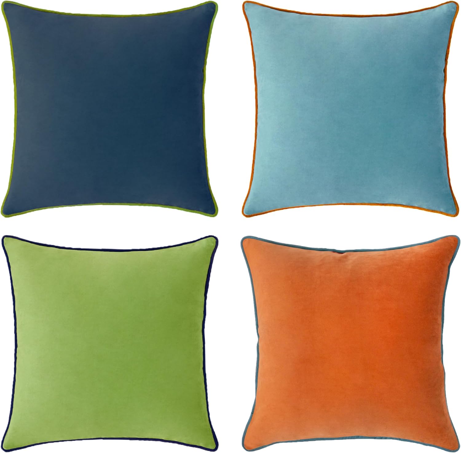 MONDAY MOOSE Decorative Throw Pillow Covers Cushion Cases, Set of 4 Soft Velvet Modern Double-Sided Designs, Mix and Match for Home Decor, Pillow Inserts Not Included (18x18 inch, Brown/Beige)