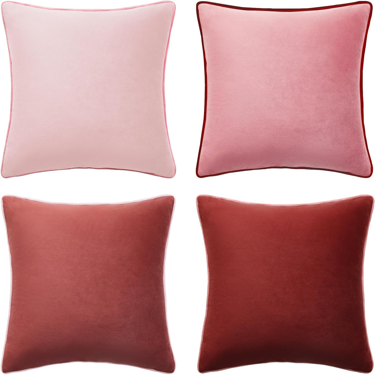 MONDAY MOOSE Decorative Throw Pillow Covers Cushion Cases, Set of 4 Soft Velvet Modern Double-Sided Designs, Mix and Match for Home Decor, Pillow Inserts Not Included (18x18 inch, Brown/Beige)