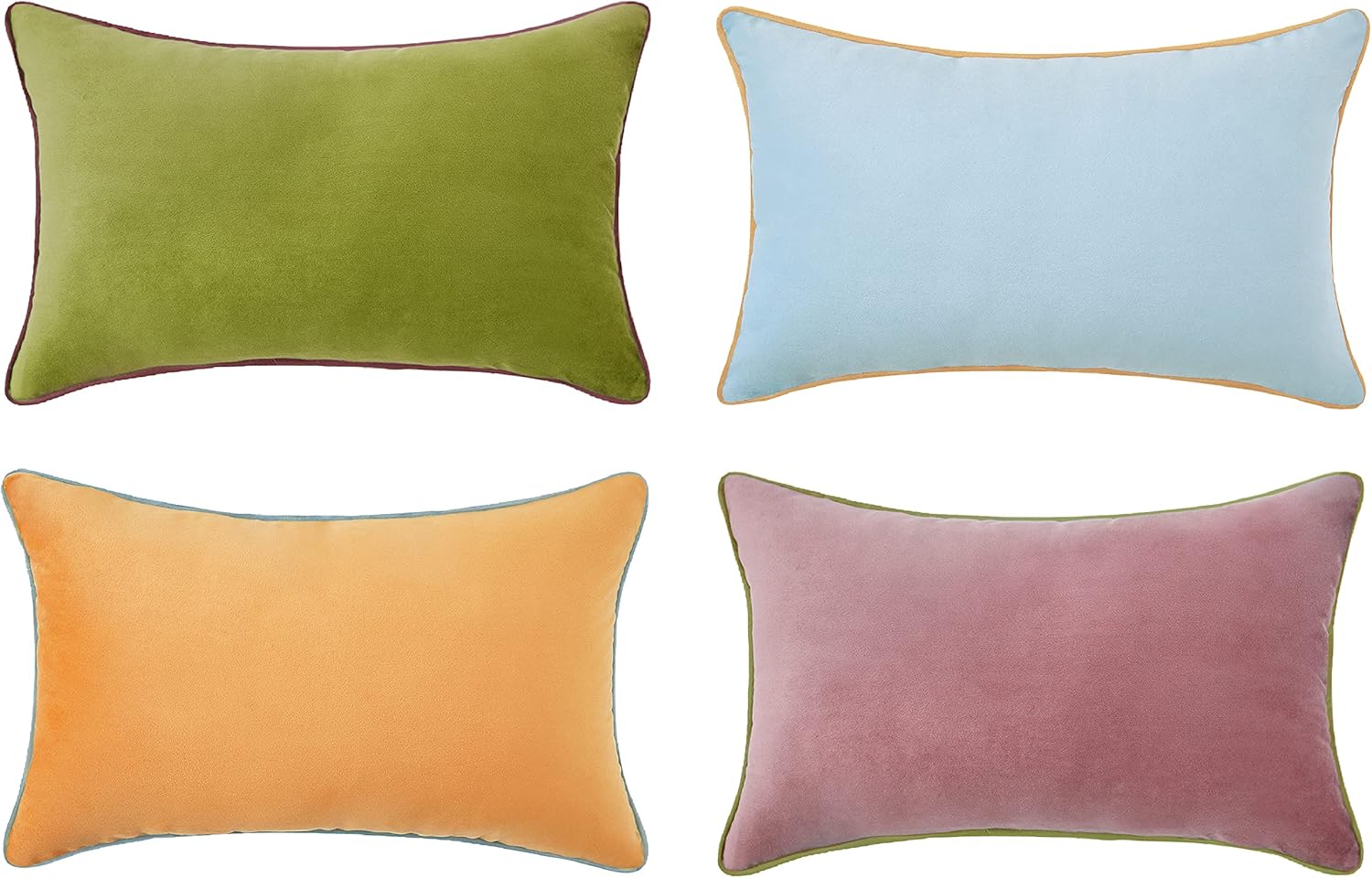 MONDAY MOOSE Decorative Throw Pillow Covers Cushion Cases, Set of 4 Soft Velvet Modern Double-Sided Designs, Mix and Match for Home Decor, Pillow Inserts Not Included (18x18 inch, Brown/Beige)