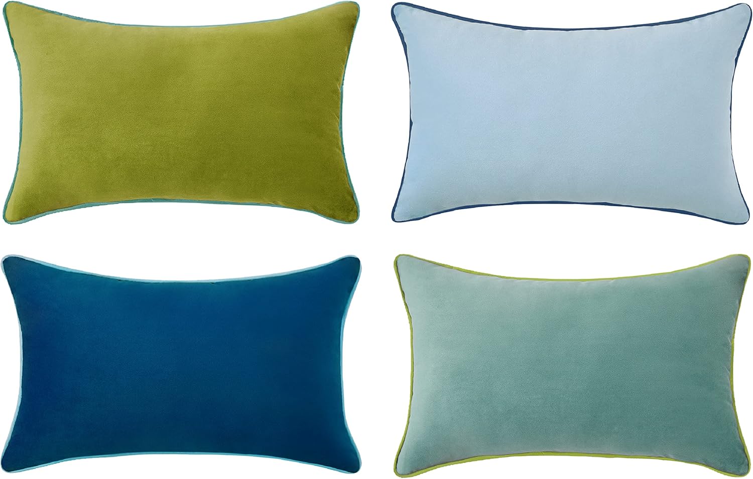 MONDAY MOOSE Decorative Throw Pillow Covers Cushion Cases, Set of 4 Soft Velvet Modern Double-Sided Designs, Mix and Match for Home Decor, Pillow Inserts Not Included (18x18 inch, Brown/Beige)