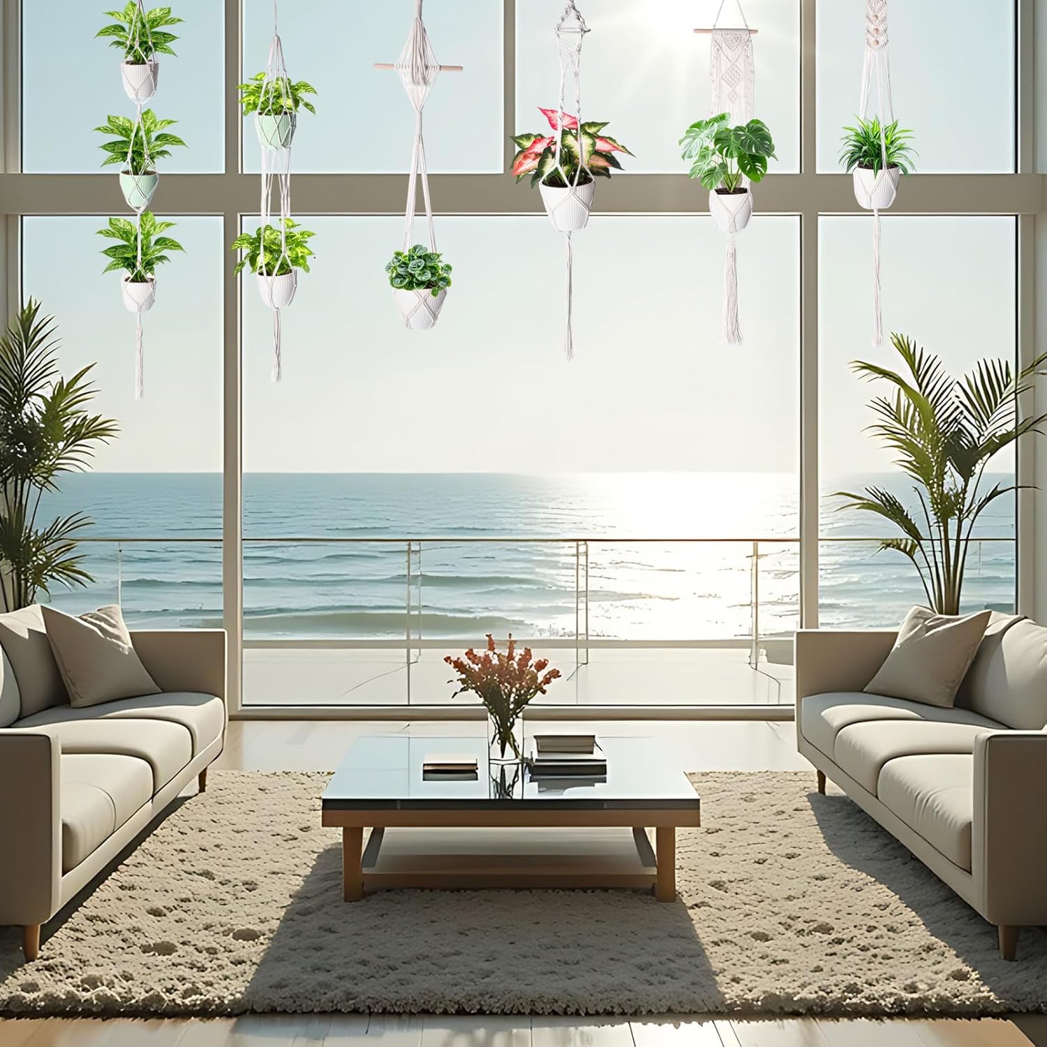 SATINIOR 12 Pcs Macrame Plant Hangers Handmade Boho Hanging Planters 12 Different Tiered Designs with 12 Hooks for Flower Pots Indoor Outdoor Decorative Wall Hanging Baskets for Home(Delicate Style)