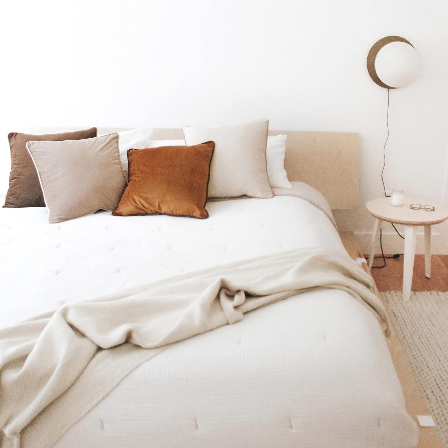 MONDAY MOOSE Decorative Throw Pillow Covers Cushion Cases, Set of 4 Soft Velvet Modern Double-Sided Designs, Mix and Match for Home Decor, Pillow Inserts Not Included (18x18 inch, Brown/Beige)