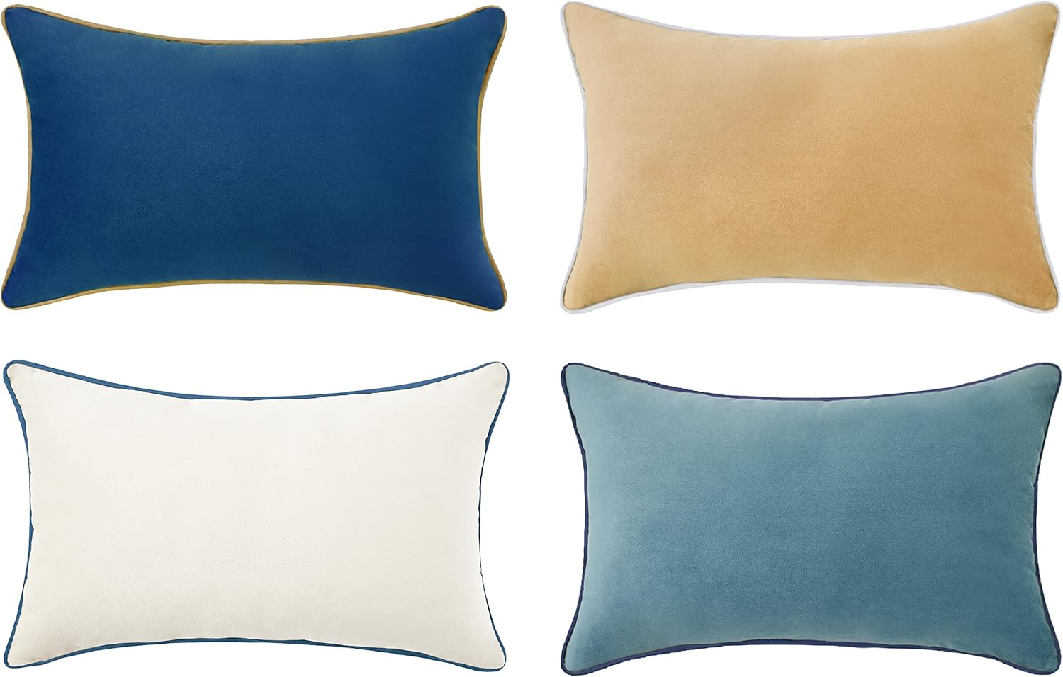 MONDAY MOOSE Decorative Throw Pillow Covers Cushion Cases, Set of 4 Soft Velvet Modern Double-Sided Designs, Mix and Match for Home Decor, Pillow Inserts Not Included (18x18 inch, Brown/Beige)