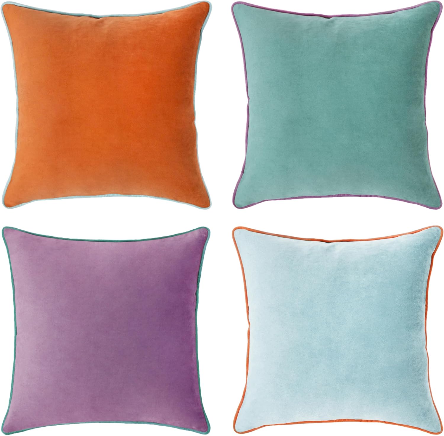 MONDAY MOOSE Decorative Throw Pillow Covers Cushion Cases, Set of 4 Soft Velvet Modern Double-Sided Designs, Mix and Match for Home Decor, Pillow Inserts Not Included (18x18 inch, Brown/Beige)