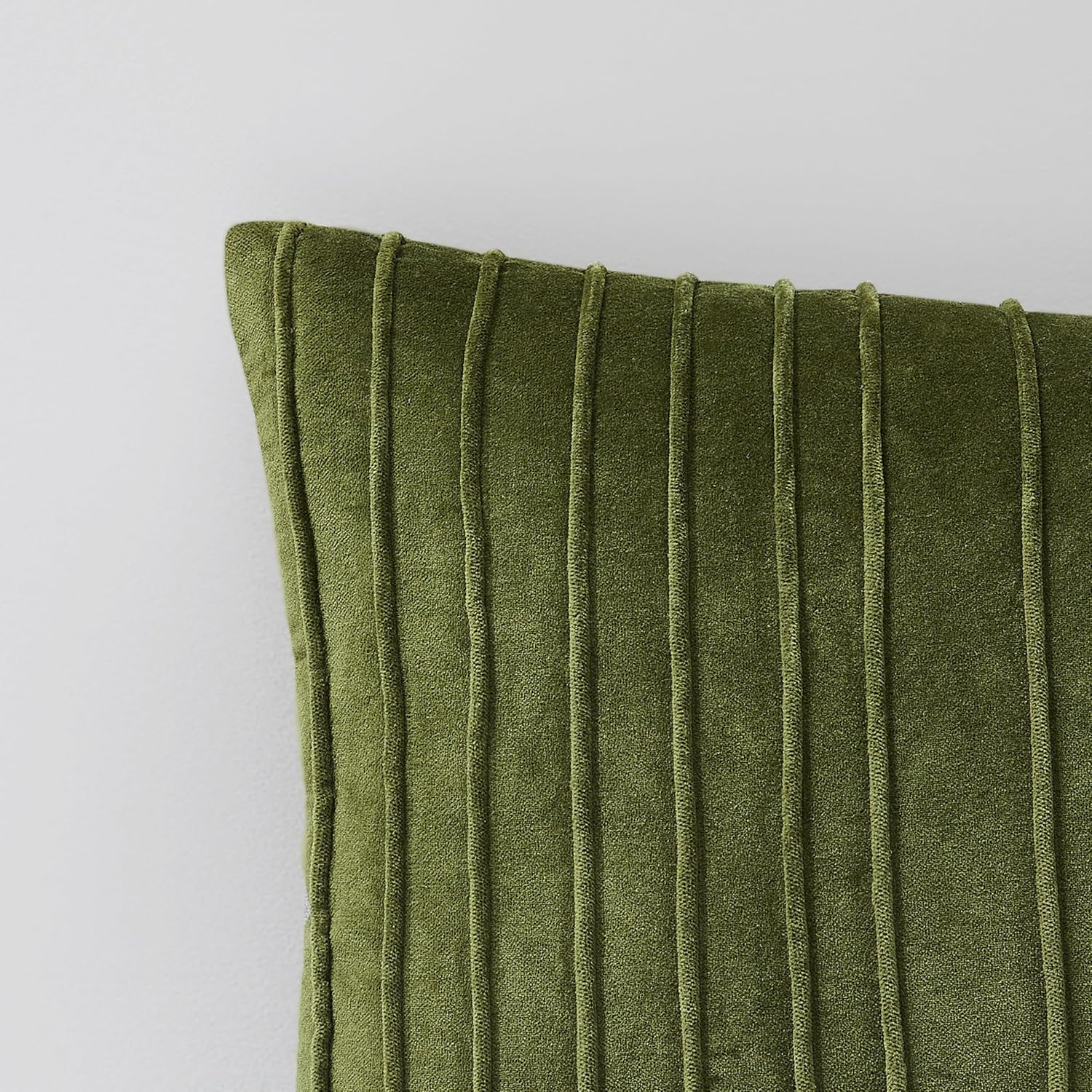 Lush Decor x Chuks Collins Pleated Groove Velvet Decorative Pillow Cover Single 14" W x 24" L Green - 14x24 Pillow Cover - Luxury Velvet Throw Pillows for Bed, Couch or Chair