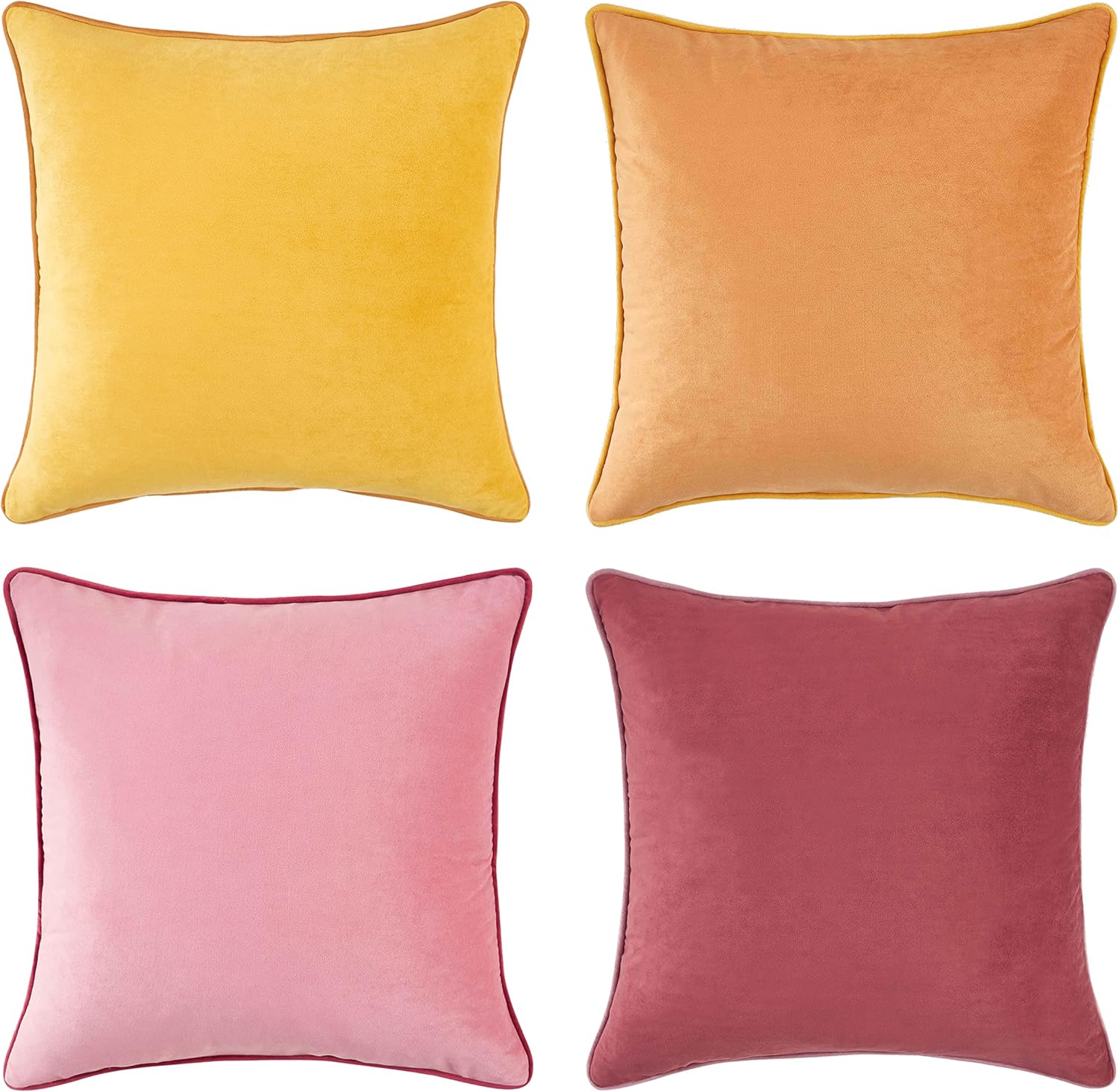 MONDAY MOOSE Decorative Throw Pillow Covers Cushion Cases, Set of 4 Soft Velvet Modern Double-Sided Designs, Mix and Match for Home Decor, Pillow Inserts Not Included (18x18 inch, Brown/Beige)