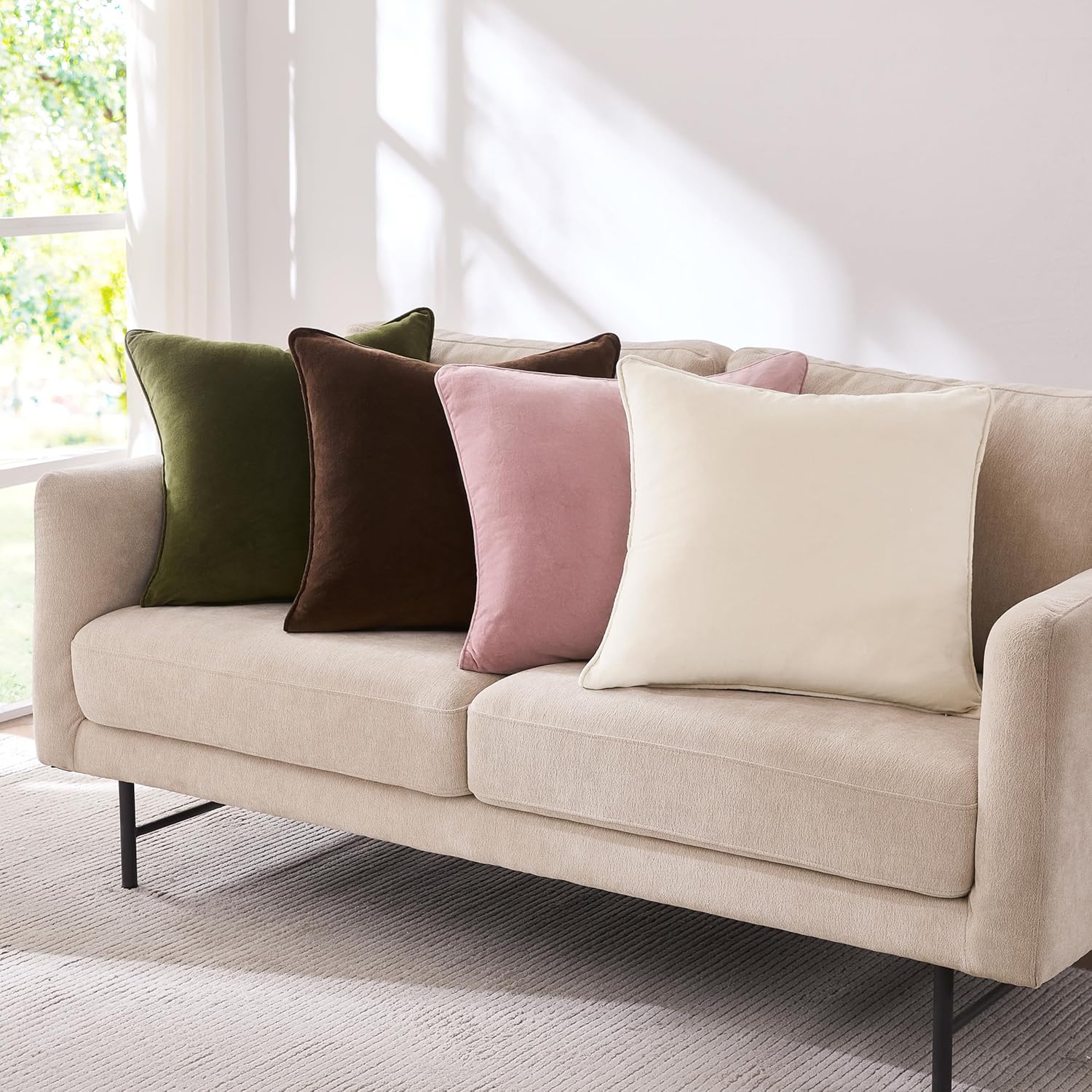 Lush Decor x Chuks Collins Terran Velvet Decorative Pillow Cover Single 22" W x 22" L Green - 22x22 Pillow Cover - Velvet Throw Pillows for Bed, Couch or Chair - Luxury Home Decor