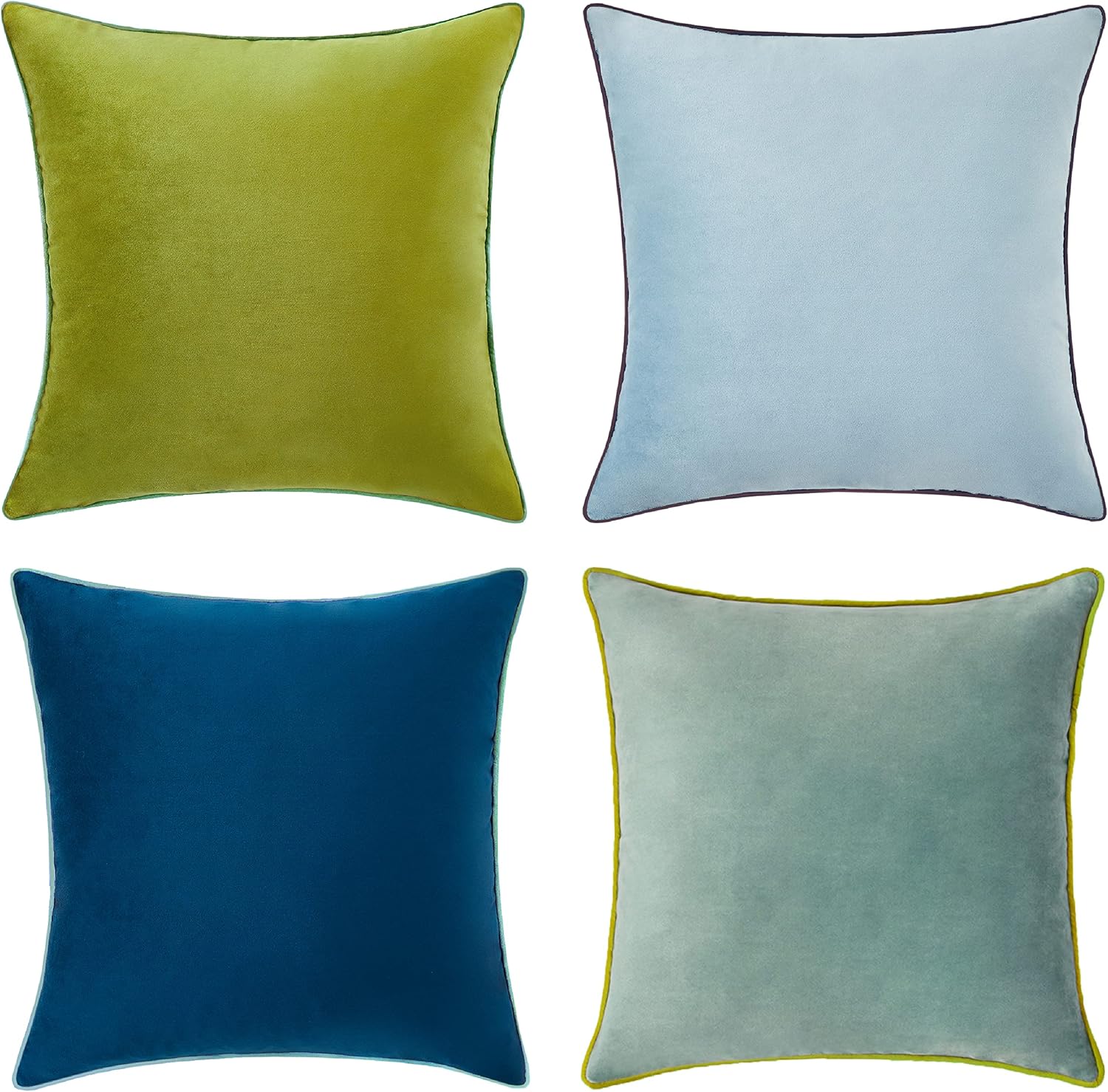 MONDAY MOOSE Decorative Throw Pillow Covers Cushion Cases, Set of 4 Soft Velvet Modern Double-Sided Designs, Mix and Match for Home Decor, Pillow Inserts Not Included (18x18 inch, Brown/Beige)