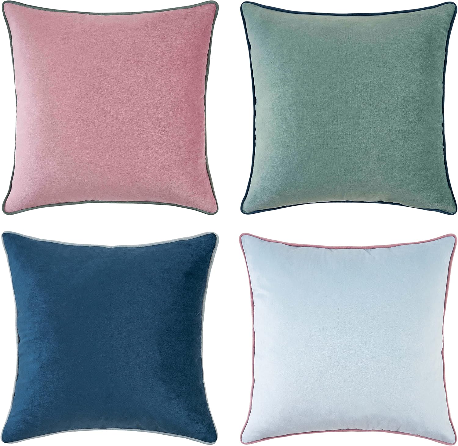 MONDAY MOOSE Decorative Throw Pillow Covers Cushion Cases, Set of 4 Soft Velvet Modern Double-Sided Designs, Mix and Match for Home Decor, Pillow Inserts Not Included (18x18 inch, Brown/Beige)